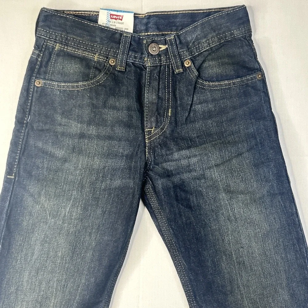 Levis‎ 514 Slim Straight Leg Jeans Boys 8 24x22 Regular Dark Wash Zipper Pocket
